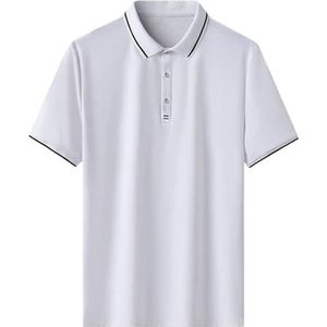 Dvbfufv Poloshirt voor heren, tactische sneldrogende shirts voor heren, sport, joggen, golfshirt, Wit, XL