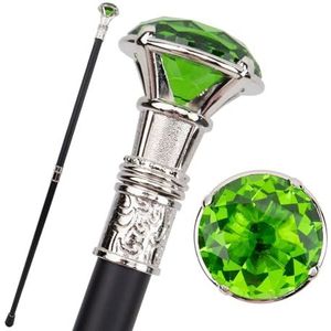 Zilveren Wandelstok Met Diamantvorm, Modieuze Decoratieve Wandelstok Elegante Cosplay Met Knop en Staf 36 Inch(Silver green)