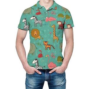 Afrika Dieren Patroon Heren Korte Mouw Shirt Golf Shirts Regular-Fit Tennis T-Shirt Casual Business Tops