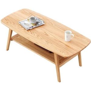 INEOUT Lage salontafel, Japanse vloertafel, met opbergplank en open tafelblad, salontafel met 2 niveaus, rechthoekige salontafel, voor woonkamer, kantoor