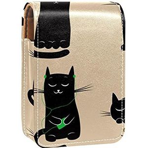 Make-up Lipstick Case voor Buiten Geschilderde Vlag Wit Draagbare Lippenstift Organizer met Spiegel Dames Mini Make-up Tas Neemt Tot 3 Lippenstift, Veelkleurig-4, 9.5x2x7 cm/3.7x0.8x2.7 in