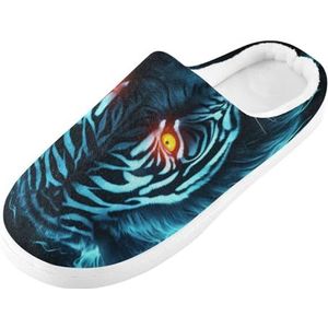 KAAVIYO Cool Blue Zebra Cartoon Blue Raket Outdoor Slippers Katoenen Huisschoenen Winter Antislip Fuzzy Voeten Slippers voor Indoor Mannen Vrouwen Meisje, Patroon, Small