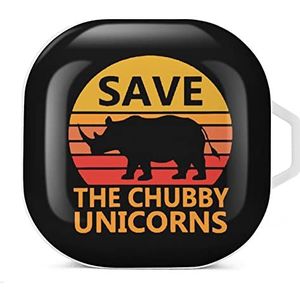 Save The Chubby Unicorns Oordopjes Hoesje Compatibel met Samsung Hard Shell Beschermhoes Wit-Stijl