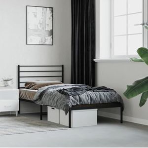 AJJHUUKI Bedden & accessoires Metalen bedframe met hoofdeinde zwart 90x190 cm enkele meubels