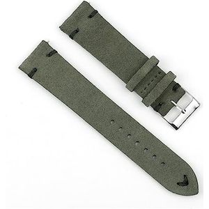 LQXHZ Echt Lederen Suède Horlogeband Lederen Retro Horlogeband 18mm 19mm 20mm 22mm Grijs Blauw Horloge Accessoires (Color : Green-black wire, Size : 19mm)