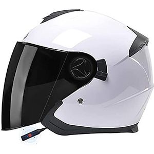 Motor Jet Helm Bluetooth Open Scooter Helm Motocross Helmen Met Anti-Condens Dubbel Vizier ECE Goedgekeurde Motorhelmen Met Ingebouwde Microfoon Voor Volwassen Mannen Vrouwen G,54-59CM