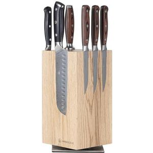 Hanseküche - Messenblok - Draaibare Messenhouder - Edel Eikenhout - Magnetisch