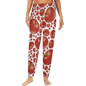 Damespyjama met tomatenpatroon, loungebroek, elastische tailleband, nachtkleding, broekje, print