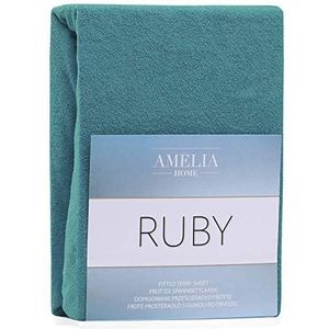 AmeliaHome Hoeslaken 180x200-200x200 cm badstof katoenen hoeslaken, turquoise