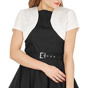 BlackButterfly Satijn Bolero Jasje - Kort Mouw (Ivoor, M)