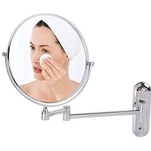 JPKZBCRGM Wandmontage make-up spiegel verlengen vouwen dubbelzijdige cosmetische badkamer make-up scheerspiegel (kleur: 8x zilver)