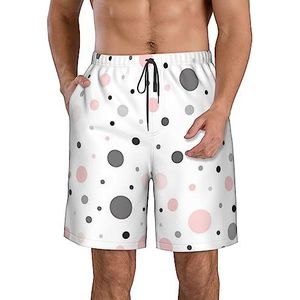 PHTZEZFC Rood grijs wit moderne polka dot patroon print heren strandshorts zomer shorts met sneldrogende technologie, lichtgewicht en casual, Wit, XL