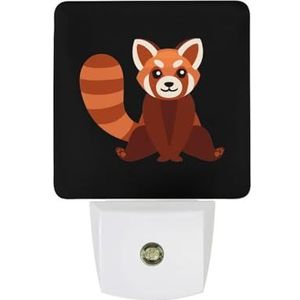 Leuke Rode Panda Warm Wit Nachtlampje Plug In Muur Schemering naar Dawn Sensor Lichten Binnenshuis Trappen Hal