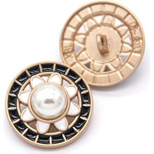 Knopen voor naaien 6 stuks vintage ronde diamant parel gouden metalen knoppen for dameskleding trui decoratieve jasknoppen naaien accessoires-rood - YDS04,22mm (Color : Black white Yds03)