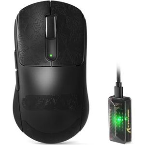 ATTACK SHARK V5 Draadloze Gaming Muis, 53g, Optische Switches, Nordic52840 MCU, PAW3950MAX, 8KHz LED Ontvanger, 20000 FPS, 42K DPI, BT/2.4Ghz/Bedraad, Middel-Grote Handen, 500mAh (Zwart+Tape)