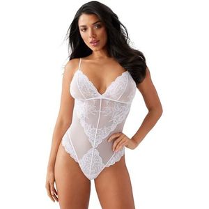 Wacoal Vivid Attraction Lace String Back Bodysuit, wit, S voor dames