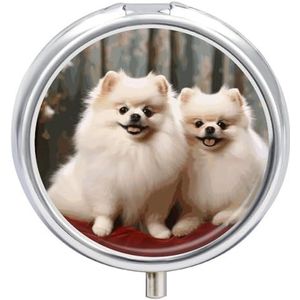 Ronde pillendoos met kortharige dwergpunt, reis-pillendoos, draagbaar, 23 vakken, medicijnen, metaal, tablethouder, vitamine-houder voor portemonnee, tas