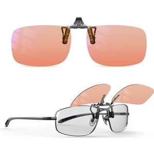 Goiteia FL-Rose Migraine Clip op Bril - Amber Clip-on Blauw Licht Blokkerende Bril voor Ogen Spanning/Lichtgevoelige/Fluorescerende LED Verlichting/Computer Screen Glare