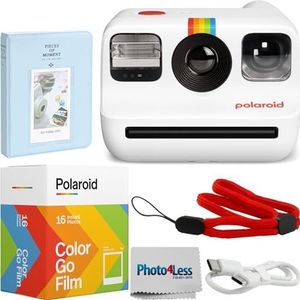 Polaroid Go Generation 2 Instant Film Camerabundel met Polaroid GO kleurenfilm, dubbelpak en fotoalbum voor Instax Prints + Doek (4 items) (wit)