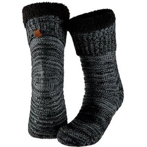Morethansocks - Huissokken heren met anti slip - Zwart - One size - 1-Paar - Fluffy sokken - Slofsokken - Huissokken anti slip - Huisokken - Warme sokken heren