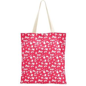 FRODOTGV Canvas Tassen Witte Polka Dots op Rode Achtergrond Eerste Tote Tassen Voor Vrouwen Plain Canvas Tote Bags Tote Bag Canvas Strand Tas Geschenken Canvas Boodschappentassen, Witte Stippen op