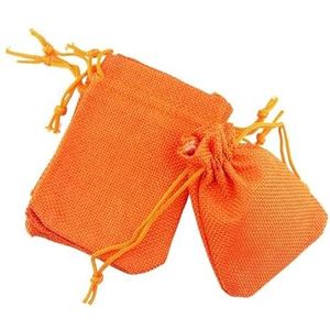 Jute zakken, Hessische tassen 50 stuks geschenkzakje vintage stijl natuurlijke jute linnen sieraden reizen opbergzakje mini snoep jute verpakkingszakken kerst geschenkdoos (kleur: oranje, maat: 13 x