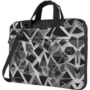 Gele ultradunne laptoptas met kip, laptoptassen voor bedrijven, geniet van een probleemloze en stijlvolle reis, Zilveren geometrische figuur, 15.6 inch