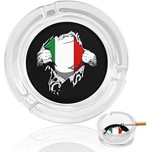 ITALIAANSE VLAG Glas Asbak Indoor Outdoor Wasbare Eenvoudige Ronde Asbakken Gift voor Mannen
