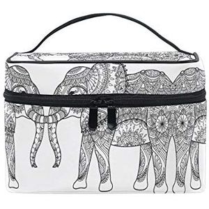Witte abstracte olifant cosmetische tas organizer rits make-up tassen zakje toilettas voor meisjes vrouwen