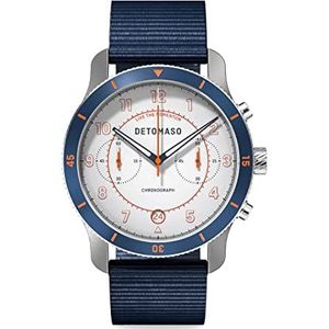 DETOMASO Venture Chronograaf Limited Edition White Blue herenhorloge analoog kwarts nylon armband donkerblauw