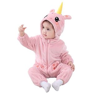 Doladola Unisex Baby Lente Herfst Animal Romper Baby Jongens Meisjes Flanel Eendelige Pyjama(Eenhoorn, 18-24 maanden)