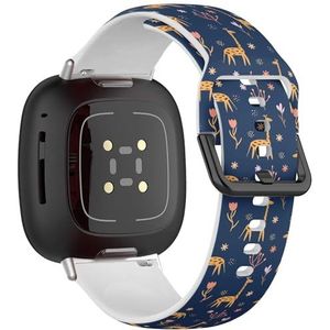 Zachte sportband compatibel met Fitbit Sense / Sense 2 / Versa 4 / Versa 3 (romantische giraffe stijlvol 3) siliconen armband accessoire