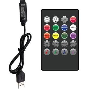 5-24V 20 muzieksleutel infrarood controller USB zwarte afstandsbediening geluidssensor voor RGB LED-strip (kleur: 20 toetsen USB DC 5V)