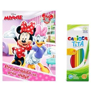 Creatief kleurboek voor kinderen met 12 kleurpotloden - kleurplaten en stickers om te versieren - ideaal voor kinderen vanaf 3 jaar - softcover (Minnie Mouse)