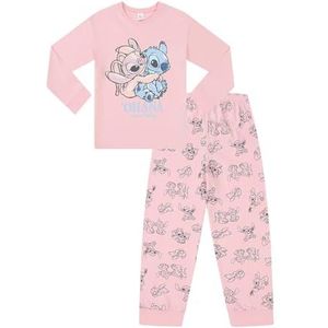 Disney Lilo en Stitch lange steek en engel roze pyjama set dames PJ's, roze, 34-36