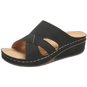 feryitao Platform Sandalen Voor Vrouwen, Antislip Wedge Schoenen Orthotische Sandalen Vrouwen Hakken, Zwart, 3.5 UK Wide