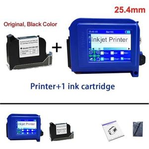Handheld inkjetprinter, 25.4mm Mini Inkjet Printer Lockless Draagbare QR Strip Batch Code Nummering Logo Label Printer Inkjet Printer(With 1 Cartridge)