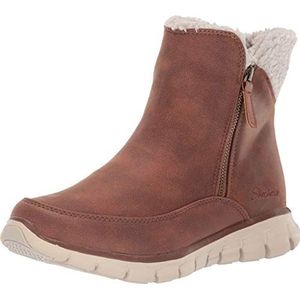 Skechers Synergy Collab enkellaarsjes voor dames, Kastanje Microleer Natuurlijke Faux Sherpa, 39 EU