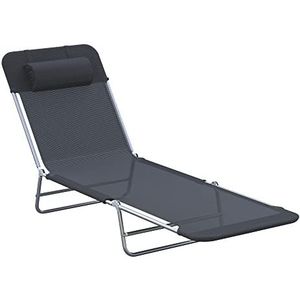 Outsunny ligstoel ligbank voor buiten relax lounger zwembadligstoel tweebenige ligstoel 4 kleuren (zwart)