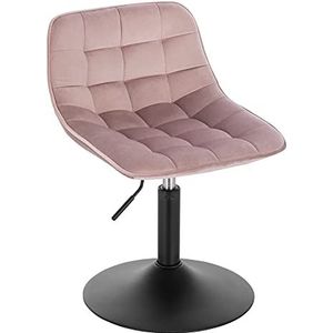 WOLTU 1 x verstelbare kruk, stoel, eetkamerstoel, make-up kruk, commerciële winkelkruk, multifunctioneel, 360 graden draaibaar, fluweel, roze, zitting 38-49,5 cm hoog