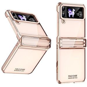 BZN for Samsung Galaxy Z Flip4 5G Electroplating Phantom Series PC Opvouwbare Case met Scharnier(Zwart)(Paars)(Champagne Goud) etc (Color : Rose Gold)