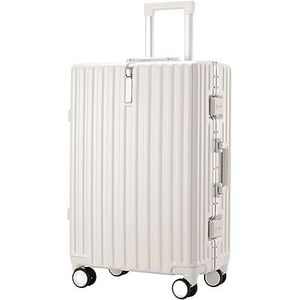 Trolleykoffer Opbergkoffer Met Grote Capaciteit Lichte ABS-bagage 4 Universele Wielen Harde Instapbagage Reiskoffer (Color : White, Size : 22 inches)