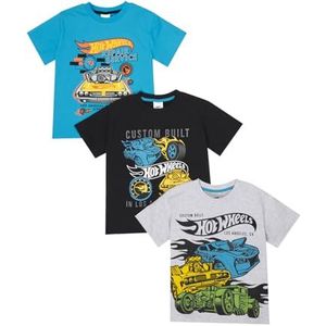 Hot Wheels Jongens T-shirts Pack van 3 | 3PK Multipack T-shirts met korte mouwen voor jongens | Officiële Kleding Merchandise, Meerkleurig, 5-6 jaar
