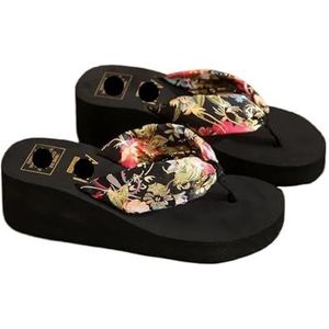 Jhsm-danielfan Teenslippers voor dames, set van 2 stuks, 2025 met plateauzool voor strand, casual, zomerwandelen, Zwart, 42.5 EU