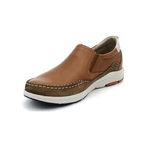 Fluchos - Mocassin-schoen van leer, zonder veters, plat, elastisch op het bovenmateriaal, uitneembare binnenzool, suède, voor heren, leder, 43 EU