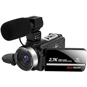 Vlogcamera, Video Camera Camcorder WIFI 2.7 K VLOGGING CAMCORDER for VLOG OPNAME VLOGGING CAMERA MET TOUCH-scherm 3 0MP 16X Digitale zoomfabriek(32GB SD Card,DV02 Mic)