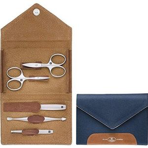 ZWILLING TWINOX 97701-008-0 Manicurevilt en leer, 5-delig, blauw, pedicure in reis-verpakking, cadeau