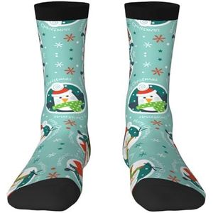 351 Mannen Vrouwen Boot Sokken Kerst Kerstman Pinguïn Print Sport Sokken Ademend Cool Crazy Sokken Dikke Wandelen Sokken Voor Trekking Fietsen Wandelen, Sokken 98, Medium