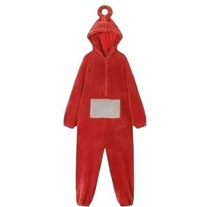 Mdybf Fleece Pyjama Vrouwen Hooded Deken Unisex Teletubbies Onesies Cosplay Winter Met Mouwen Dekens Volwassen Hoody Pyjama Anime Gewaad, Rood, L