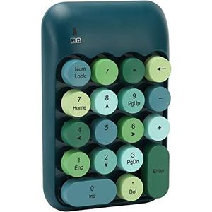 Draadloos Numeriek Toetsenbord 2.4GHz Ronde Keycaps 18 Toetsen Nummer Toetsenbord voor Thuis voor OS X voor XP voor Win 10 (Donkergroene kleur)